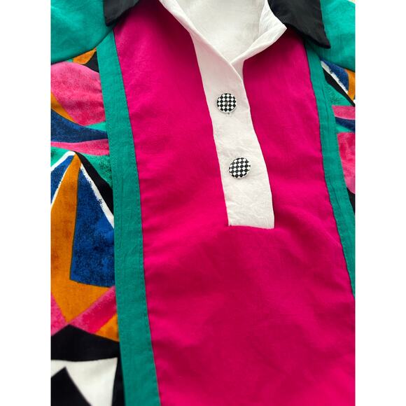 VTG 80s LA Attitude SzM White Green & Pink Color Blocked retro shoulder pads - Picture 3 of 8